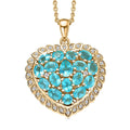 EverTrue Betroka Blue Apatite, White Zircon Heart of Aqualis 3.65 ctw Pendant in 18K YG Plated with ION Plated YG Stainless Steel Necklace (20 Inches) - Sticky add to cart bar