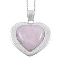 Rose Quartz Heart Pendant in Silvertone with Stainless Steel Necklace (20 Inches) 28.00 ctw - Sticky add to cart bar