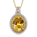 D'Joy Premium Golden Apatite and Multi Gemstone 4.60 ctw Crownlight Halo Pendant Necklace in 18K Vermeil Yellow Gold Over Sterling Silver 20 Inches - Sticky add to cart bar