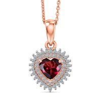 Premium Malawi Magenta Garnet, Luxuriant Lab Grown Diamond G-H SI 1.00 ctw Crown Affair Pendant Necklace in 18K Vermeil Rose Gold Over Sterling Silver 20 Inches