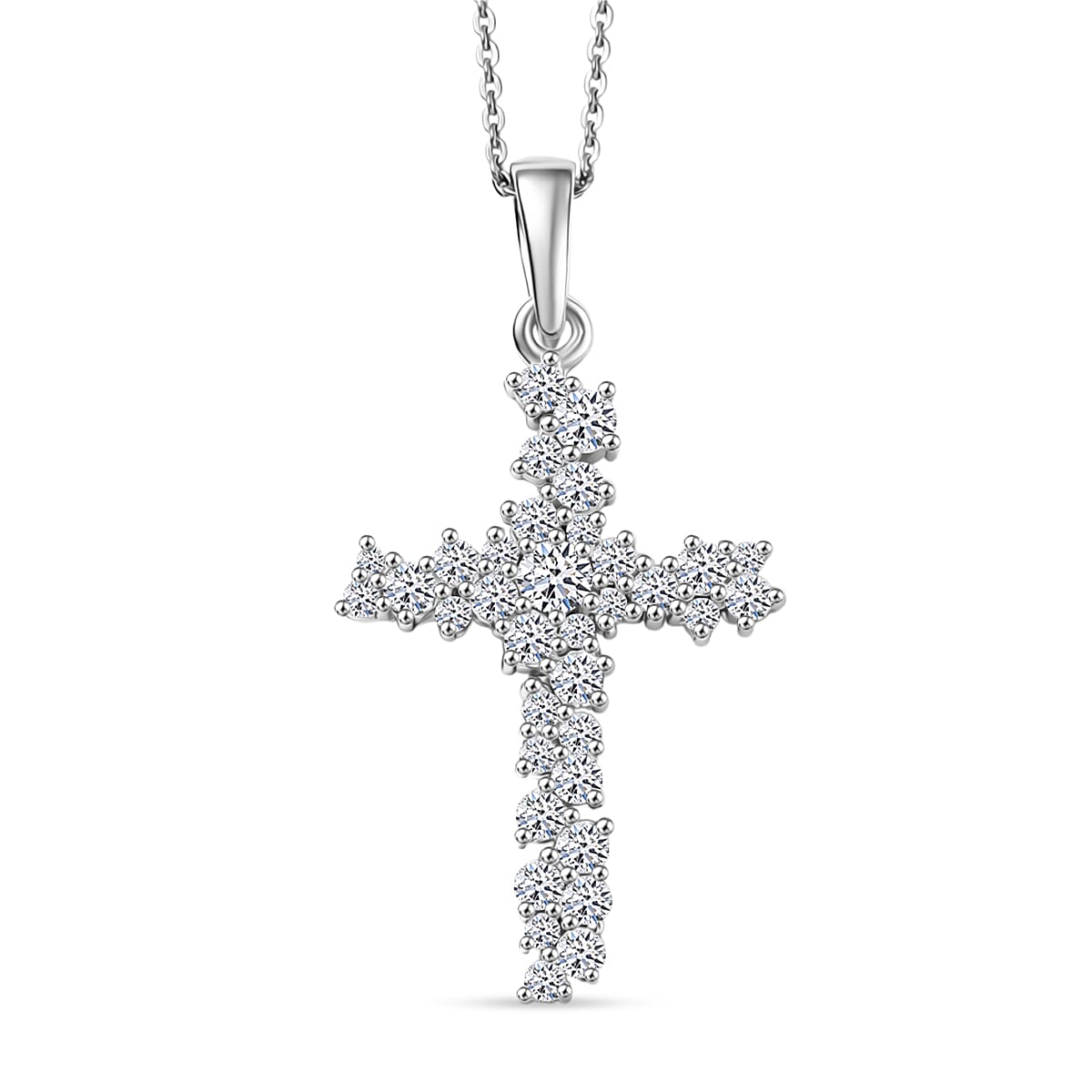 Luxuriant Lab Grown Diamond (G-H, SI) Starry Cross Pendant Necklace