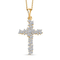 Luxuriant Lab Grown Diamond (G-H, SI) Starry Cross Pendant Necklace
