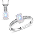 D'Joy African Amethyst, White Zircon Ring (Size 8.0), Pendant Necklace (20 Inches) in Rhodium Over Sterling Silver 1.90 ctw - Sticky add to cart bar