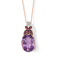 African Amethyst and Multi Gemstone 84.65 ctw Pendant Necklace in 18K Vermeil Rose Gold Over Sterling Silver 20 Inches