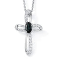 D'Joy Premium Monte Belo Indicolite and Moissanite 0.40 ctw Royal Azure Cross Pendant Necklace in Rhodium Over Sterling Silver 20 Inches - Sticky add to cart bar