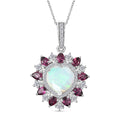 D'Joy Premium Ethiopian Welo Opal, Multi Gemstone Heart Pendant Necklace (20 Inches) in Rhodium Over Sterling Silver 5.25 ctw - Sticky add to cart bar