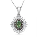 D'Joy Premium Ambanja Demantoid Garnet and Multi Gemstone 1.30 ctw Woodland Spark Halo Pendant Necklace in Rhodium Over Sterling Silver 20 Inches - Sticky add to cart bar