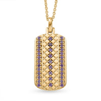 EverTrue Simulated Amethyst Color Diamond Pendant in 18K YG Plated with ION Plated YG Stainless Steel Necklace 24