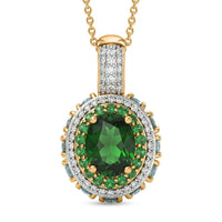 D'Joy Chrome Diopside, Multi Gemstone Pendant Necklace (20 Inches) in 18K Vermeil YG Over Sterling Silver 5.90 ctw