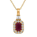 D'Joy Montepuez Ruby, Moissanite Pendant Necklace in 18K Vermeil YG Over Sterling Silver 1.00 ctw (20 Inches) - Sticky add to cart bar