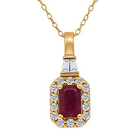 D'Joy Montepuez Ruby, Moissanite Pendant Necklace in 18K Vermeil YG Over Sterling Silver 1.00 ctw (20 Inches)