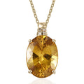 Luxuro Premium Golden Apatite and Diamond G-H I2 10.15 ctw Sunlit Pendant Necklace in 10K Yellow Gold 20 Inches - Sticky add to cart bar