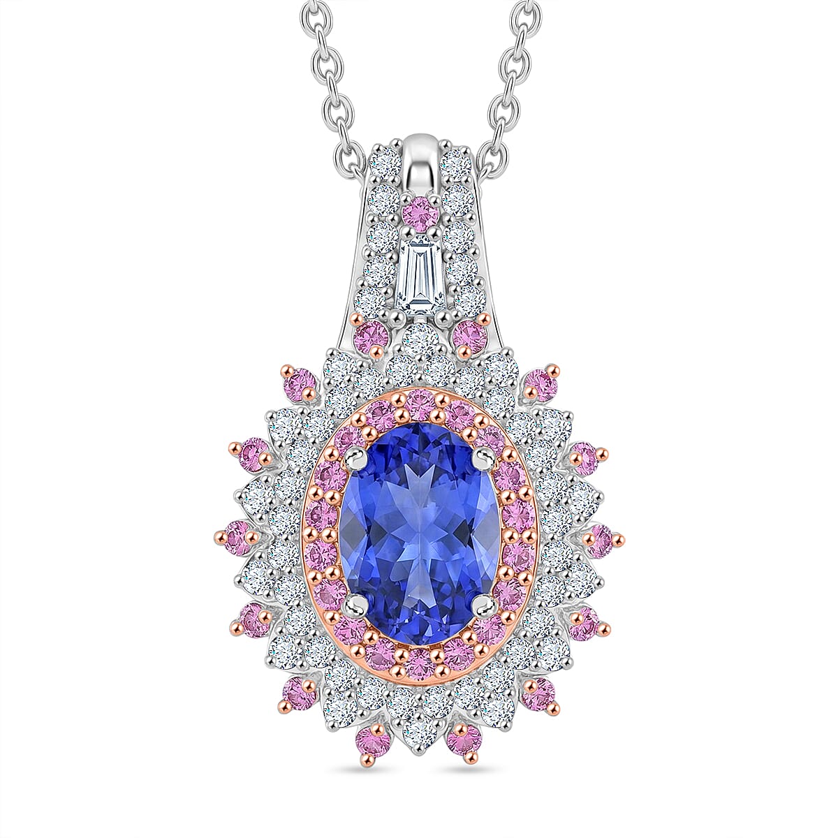 D'Joy Premium Yellow Tanzanite, Multi Gemstone Pendant Necklace (20 Inches) in Rhodium Over Sterling Silver 1.50 ctw