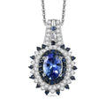 D'Joy Premium Tanzanite and Multi Gemstone 1.30 ctw Pendant Necklace in Rhodium Over Sterling Silver 20 Inches - Sticky add to cart bar
