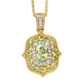 D'Joy Premium Tanzanian Mint Garnet and Moissanite 1.10 ctw Garden Halo Pendant Necklace in 18K Vermeil Yellow Gold Over Sterling Silver 20 Inches - Sticky add to cart bar
