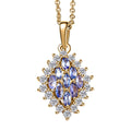 EverTrue Tanzanite and White Zircon 1.70 ctw Blue Flame Pendant in 18K YG Plated with ION Plated YG Stainless Steel Necklace 20 Inches - Sticky add to cart bar