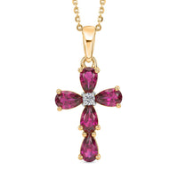 D'Joy Premium Radiant Ember Garnet and Lab Grown Diamond I1 1.60 ctw Pendant Necklace in 18K Vermeil Yellow Gold Over Sterling Silver 20 Inches