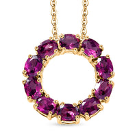 D'Joy Premium Radiant Ember Garnet 2.35 ctw Pendant Necklace in 18K Yellow Gold Over Sterling Silver 20 Inches