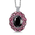 EverTrue Thai Black Spinel and Multi Gemstone 16.40 ctw Eclipse Majesty Pendant in Platinum Bond with Stainless Steel Necklace (20 Inches) - Sticky add to cart bar