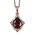 D'Joy Premium Mozambique Garnet and Moissanite 2.15 ctw Pendant Necklace in 18K Vermeil RG Over Sterling Silver 20 Inches - Sticky add to cart bar