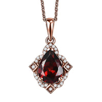 D'Joy Premium Mozambique Garnet and Moissanite 2.15 ctw Pendant Necklace in 18K Vermeil RG Over Sterling Silver 20 Inches