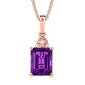 Premium Lusaka Amethyst and Luxuriant Lab Grown Pink Diamond E-F VS 2.40 ctw Elegant Heart Pendant Necklace in 18K Vermeil Rose Gold Over Sterling Silver 20 Inches - Sticky add to cart bar