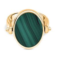 EverTrue African Malachite 23.10 ctw Ring (Size 7) in 18K YG Plated and ION Plated YG Stainless Steel Necklace 20 Inches