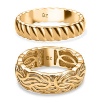 Bronzella Collection Set of 2 Band Ring in 18K YG Plated Bronze (Size 6.50)