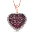 D'Joy Premium Anthill Garnet and Moissanite 3.50 ctw Heart Pendant Necklace 20 Inches in 18K Vermeil Rose Gold Over Sterling Silver - Sticky add to cart bar