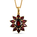D'Joy Premium Mozambique Garnet 5.00 ctw Blazing Flora Pendant Necklace in 18K Vermeil Yellow Gold Over Sterling Silver 20 Inches - Sticky add to cart bar