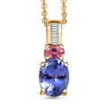 D'Joy Premium Tanzanite, Mahenge Spinel and Diamond 1.60 ctw Trinity Fire Pendant Necklace in 18K Vermeil Yellow Gold Over Sterling Silver 20 Inches - Sticky add to cart bar