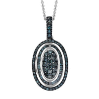 TLV D'Joy Blue Diamond (IR) Pendant Necklace (20 Inches) in Rhodium Over Sterling Silver 1.00 ctw