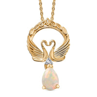 D''Joy Premium Ethiopian Welo Opal, White Zircon Pendant Necklace (20 Inches) in 14K YG Over Sterling Silver 0.50 ctw