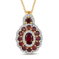 D'Joy Premium Anthill Garnet and Moissanite 2.10 ctw Crimson Bloom Pendant Necklace 20 Inches in 18K Vermeil Yellow Gold Over Sterling Silver - Sticky add to cart bar