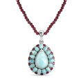 D'Joy Larimar, Orissa Rhodolite Garnet Pendant with Beaded Necklace (20 Inches) in Rhodium Over Sterling Silver 69.50 ctw - Sticky add to cart bar