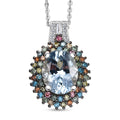 Premium Mangoro Aquamarine, Luxuriant Lab Grown Multi Diamond (SI) Pendant Necklace (20 Inches) in Rhodium Over Sterling Silver 2.65 ctw - Sticky add to cart bar
