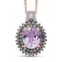 Premium Mangoro Aquamarine, Luxuriant Lab Grown Multi Diamond (SI) Pendant Necklace (20 Inches) in Rhodium Over Sterling Silver 2.65 ctw