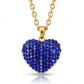 Austrian Pink Crystal Domed Heart Pendant Necklace (24 Inches) in Silvertone - Sticky add to cart bar