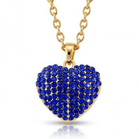 Austrian Pink Crystal Domed Heart Pendant Necklace (24 Inches) in Silvertone