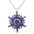 D'Joy Tanzanite 2.25 ctw Royal Bloom Pendant Necklace in Rhodium Over Sterling Silver (20 Inches) - Sticky add to cart bar