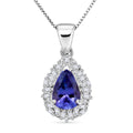 D'Joy Tanzanite and Diamond 1.50 ctw Royal Starburst Pendant Necklace in Rhodium Over Sterling Silver 20 Inches - Sticky add to cart bar