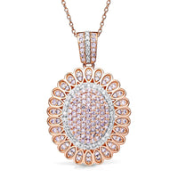 D'Joy Natural Pink and White Diamond I3 1.00 ctw Petal Crown Pendant Necklace in 18K Vermeil Rose Gold Over Sterling Silver 20 Inches