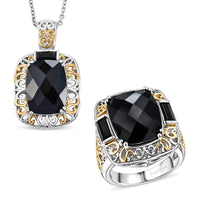 EverTrue Rose De France Amethyst Ring (Size 7) and Pendant in 18K YG Plated and Platinum Bond with Stainless Steel Necklace (20 Inches) 22.20 ctw