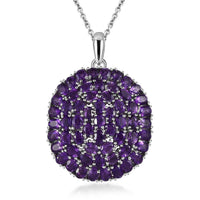 Karis African Amethyst Cluster Pendant in Stainless Steel Necklace (20 Inches) 11.60 ctw