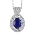 D'Joy Premium Tanzanian Blue Spinel, White Zircon Pendant Necklace (20 Inches) in Rhodium Over Sterling Silver 3.70 ctw - Sticky add to cart bar