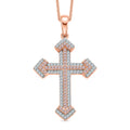 D'Joy Natural Pink and White Diamond (I3) 0.40 ctw Eternal Faith Cross Pendant Necklace in 18K Vermeil Rose Gold Over Sterling Silver 20 Inches - Sticky add to cart bar