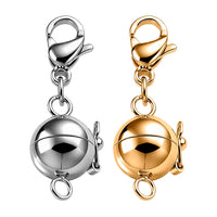 Set of 2 -9mm Lobster Lock with 9mm Magnetic Lock in Rhodium Over and ION Plated YG Stainless Steel