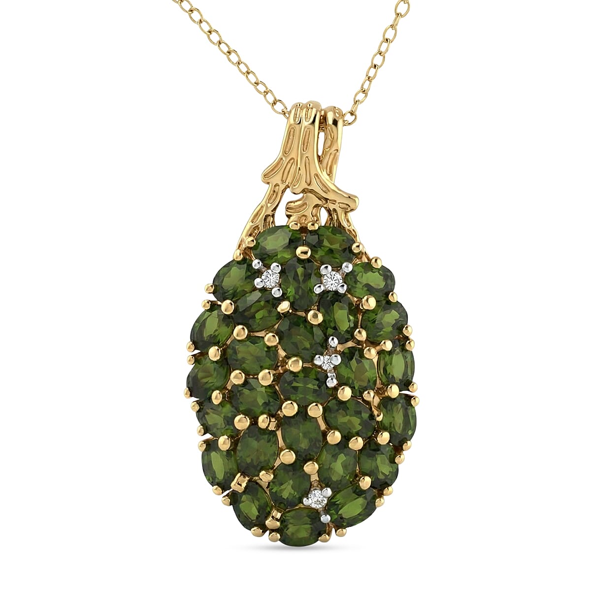 D'Joy Jalisco Fire Opal, White Zircon Pendant Necklace (20 Inches) in 18K Vermeil YG Over Sterling Silver 3.75 ctw