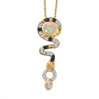 D''Joy Ethiopian Welo Opal, Multi Gemstone Pendant Necklace (20 Inches) in 14K YG Over Sterling Silver 0.60 ctw