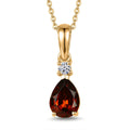 Premium Red Zircon and Luxuriant Lab Grown Diamond G-H SI 2.00 ctw Pendant Necklace in 18K Vermeil Yellow Gold Over Sterling Silver 20 Inches - Sticky add to cart bar